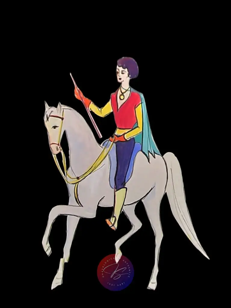 Drawing of a young prince on horseback, fantasy